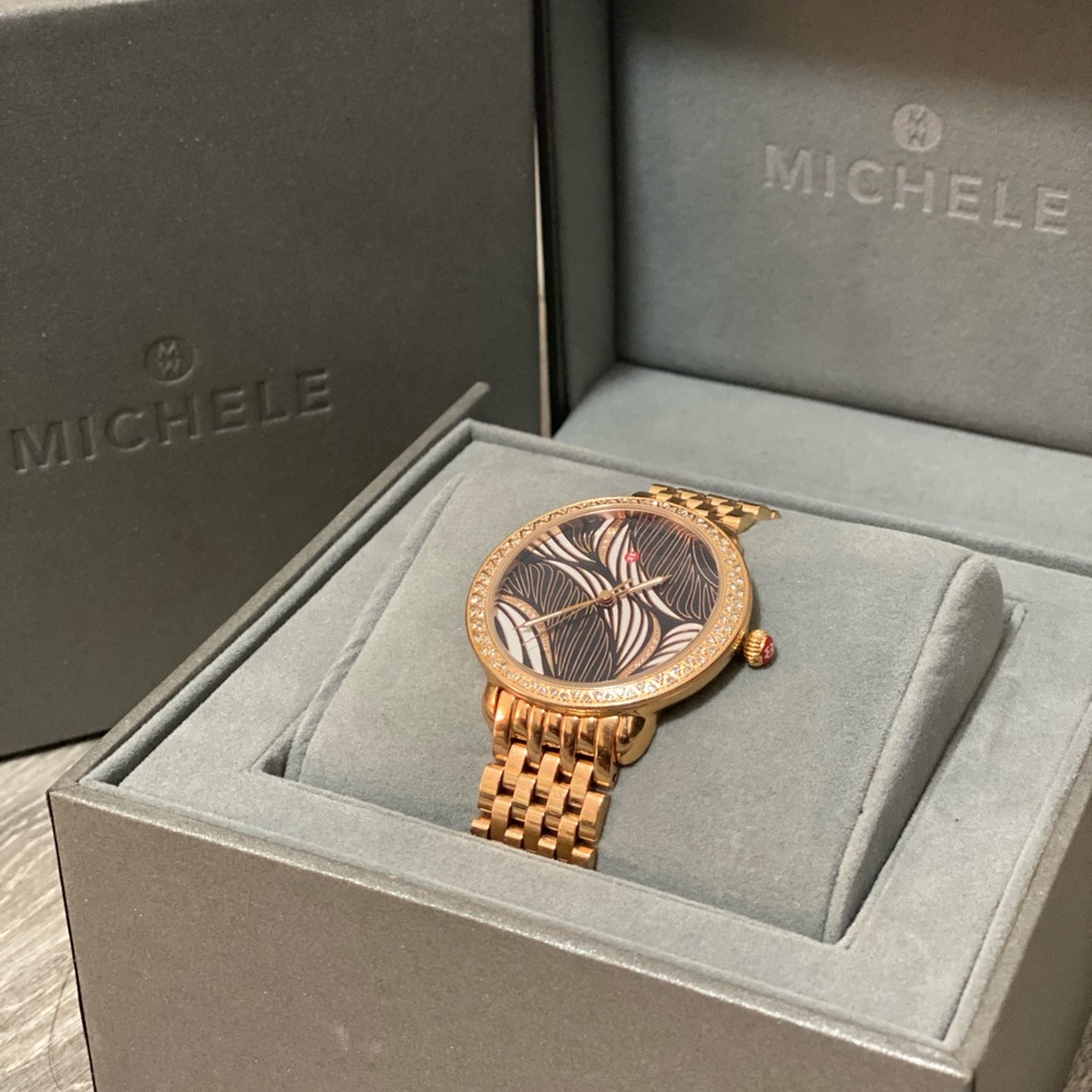 Exclusive Michele Rose Gold w/ Swarovski crystals